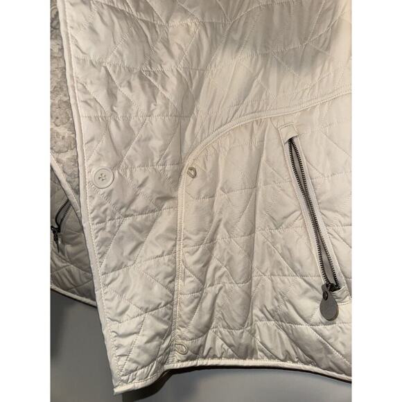 PRANA Womens Sherpa Fleece Lined Diva Puffer Jacket Asymmetric Zip Ivory LARGE - Picture 6 of 7